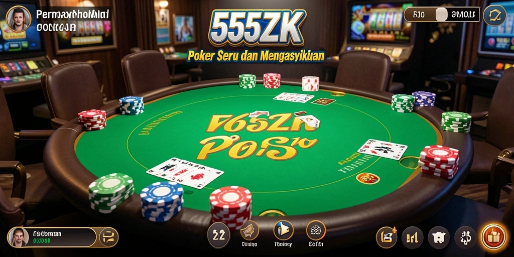 Tampilan gameplay poker yang menegangkan di 555ZK.