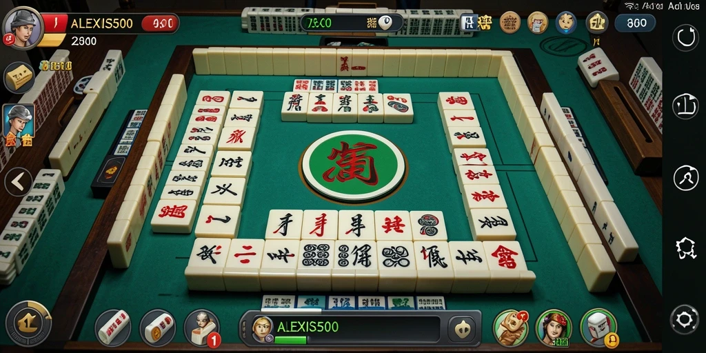 Screenshot ALEXIS500 menampilkan gameplay Mahjong yang menantang.