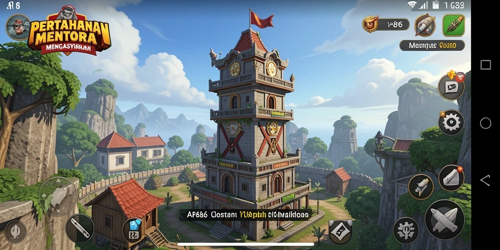 Tampilan gameplay AP686 yang menakjubkan dalam pertempuran Tower Defense.