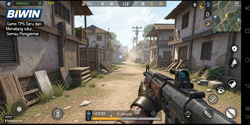 Screenshot gameplay BIWIN yang menunjukkan aksi seru di medan perang TPS.