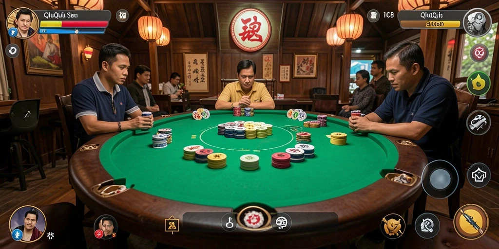 Screenshot FO8 menampilkan permainan QiuQiu yang menarik dan seru.
