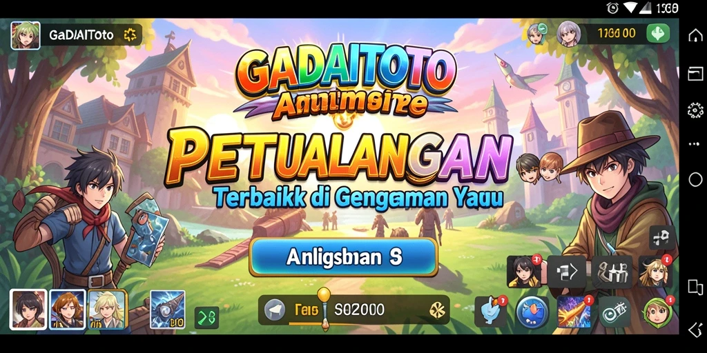 Tampilan gameplay GADAITOTO yang menarik dengan karakter anime ikonik.