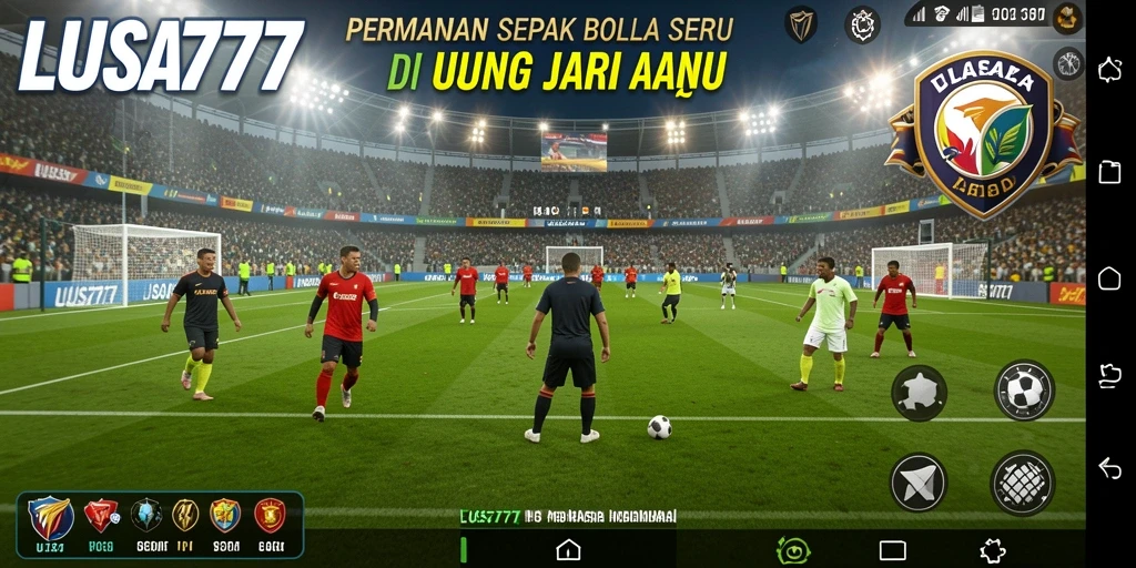 Screenshot LUSA777 menunjukkan aksi menegangkan di lapangan sepak bola.