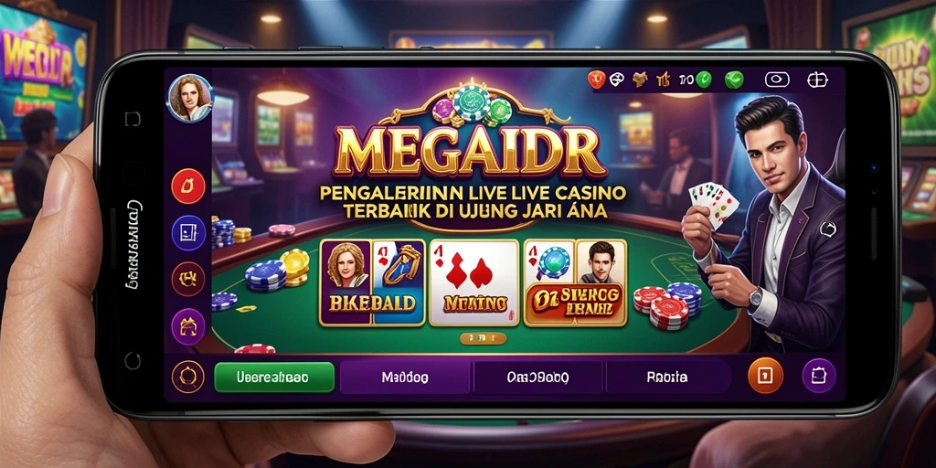 Tampilan MEGAIDR yang menampilkan dealer dan permainan langsung.