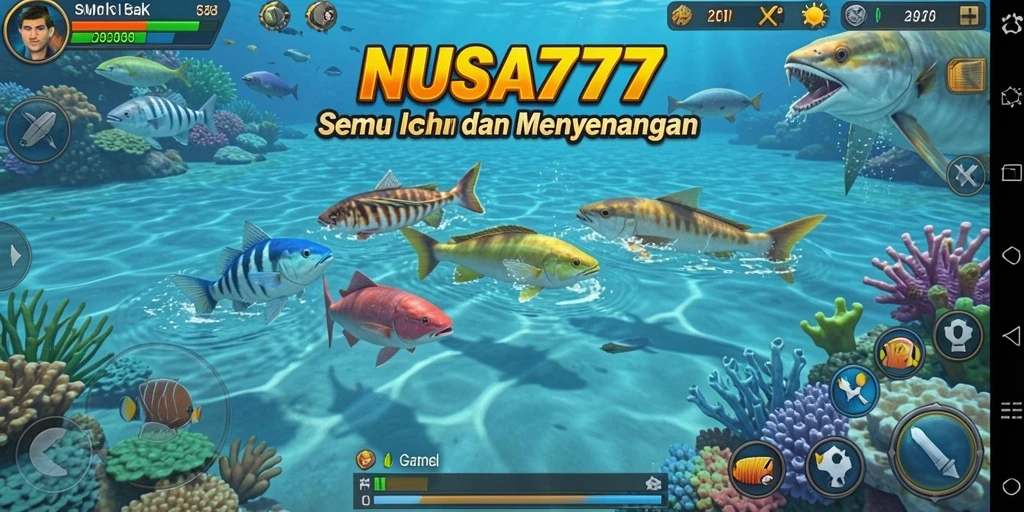 Tangkapan layar gameplay NUSA777 yang menampilkan aksi menembak ikan.