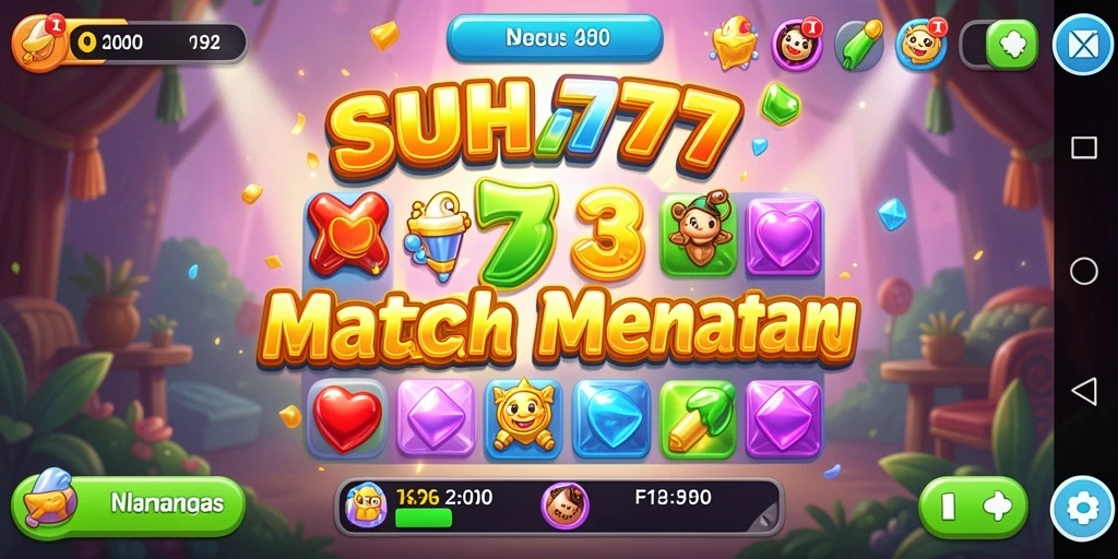 Tampilan gameplay seru SUHU777 dalam permainan Match-3.